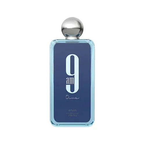 Afnan 9am Dive Blue Perfume EDP 100ml em fundo claro