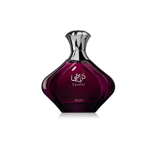 Afnan Turathi Roxo EDP 90ml em fundo claro