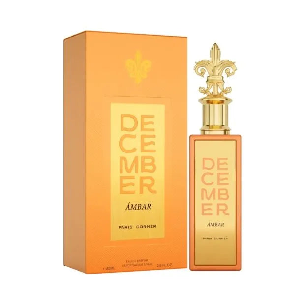 Paris Corner Paris Corner December Ambar EDP 85ml em fundo claro