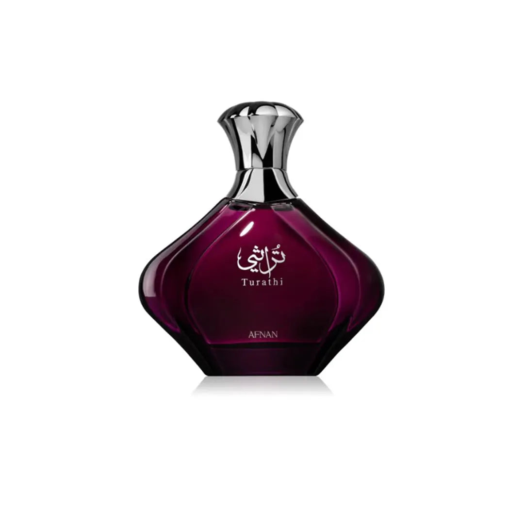 Afnan Turathi Roxo EDP 90ml em fundo claro