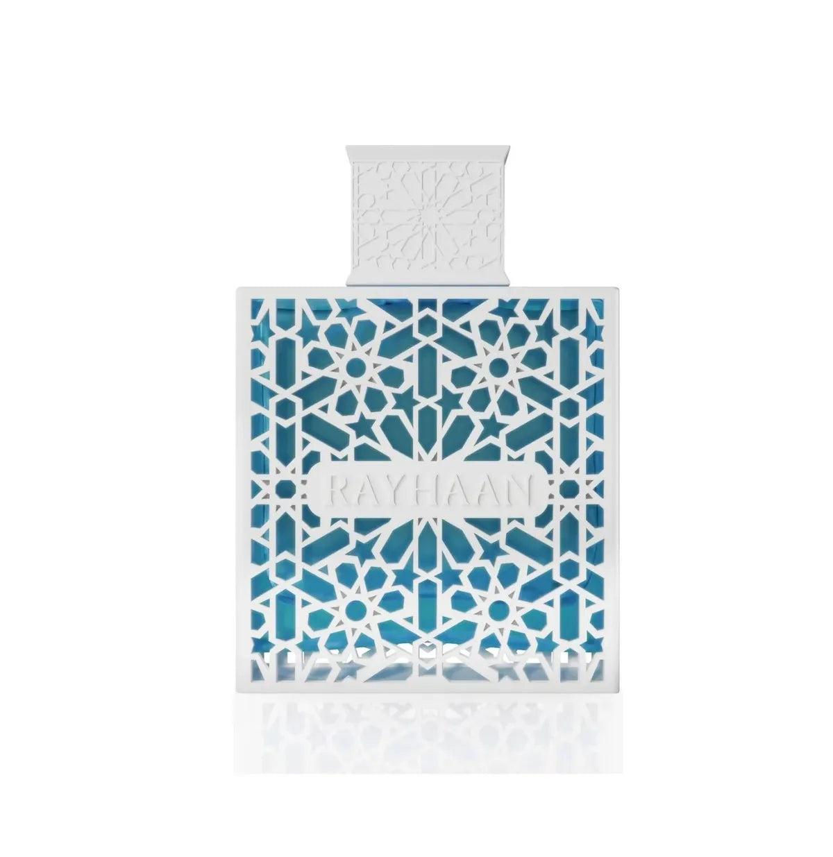 Rayhaan Azul EDP 100ml em fundo claro