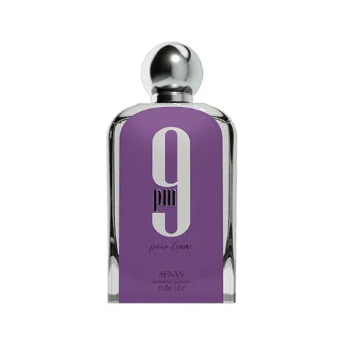 Afnan 9pm pour Femme Lilas Perfume EDP 100ml em fundo claro